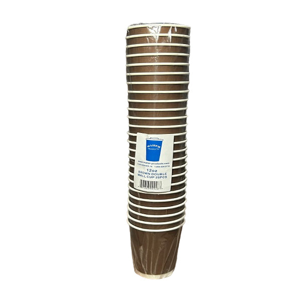 MAHER PRODUCTS - 12oz BROWN DOUBLE WALL CUP 25EA