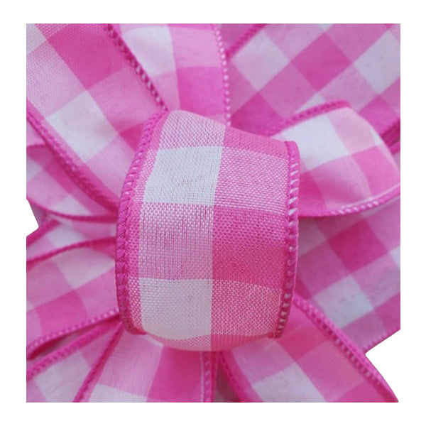 ACTION IMPORT - 1.5IN FUCHSIA/WHITE SPRING PLAID RIBBON 50YDS EA