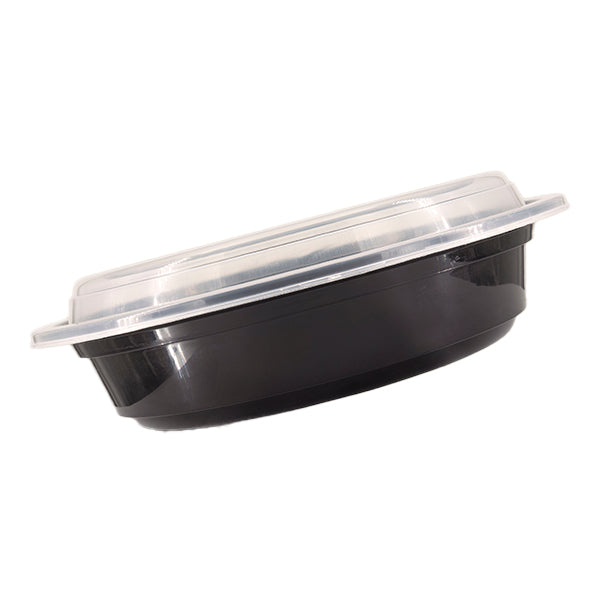 E2E - 48oz 9in ROUND FOOD CONTAINER BROWN BASE CLEAR LID 150EA