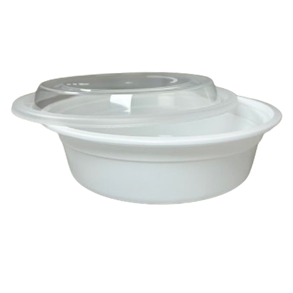 E2E - 16oz 6in ROUND FOOD CONTAINER WHITE BASE CLEAR LID 150EA