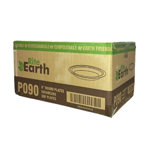 RITE EARTH - 9in BAGASSE ROUND PLATES 500CT