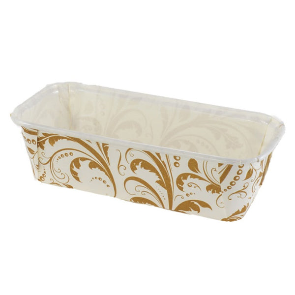 NOVACART - LOAF MOLD BIANCO RAMAGE WHITE/GOLD 6.25x2.125x 2IN 40CT