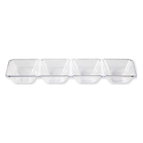 PARTY  COUTURE - CLEAR 4 COMPARTMENT RECTANGLE TRAY 24x1 EA