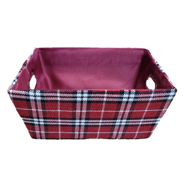 APEX - SMALL RECTANGULAR PLAID BASKET W/ MATCHING FABRIC LINER EA