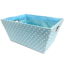 APEX - RECTANGULAR BLUE W/ WHITE POLKA DOTS BASKET EA