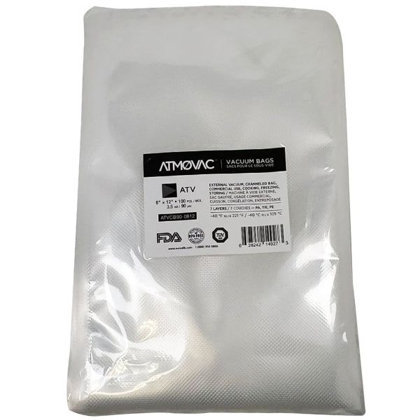 ATMOVAC - 8"x12" CHANNELLED VACUUM BAGS 10x100 CT