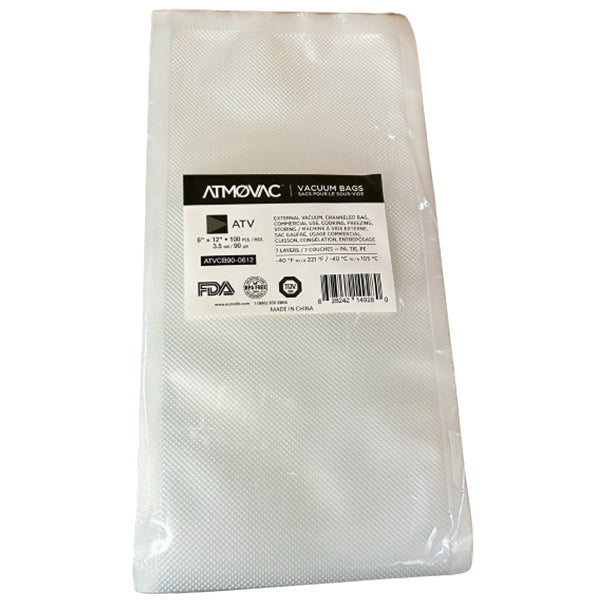 ATMOVAC - 6"x12" CHANNELLED VACUUM BAGS 15x100 CT