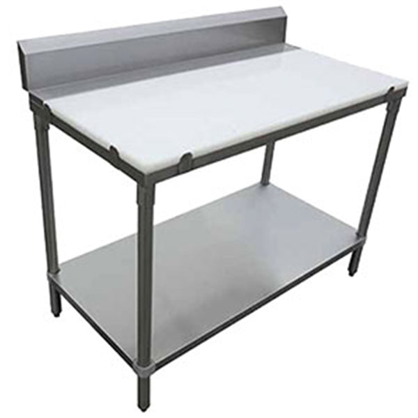 EFI - STAINLESS STEEL POLYBOARD WORKTABLE WITH 6IN BACKSPLASH 24 INx60 IN