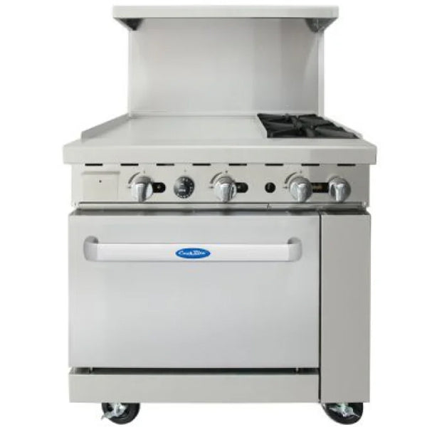 ATOSA - AGR-2B24GL 36" 2 BURNER RANGE W 24" GRIDDLE TOP LP EA