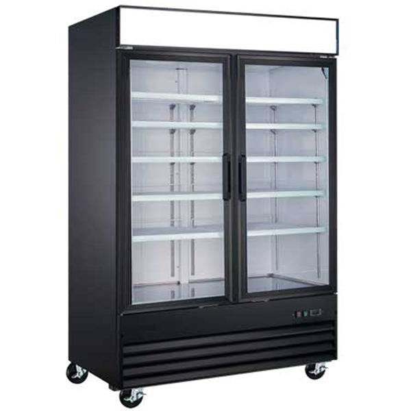 EFI - 2 DOOR GLASS FREEZER BLCK & WHT 48"