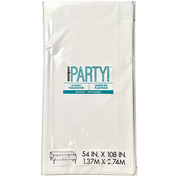 UNIQUE - WHITE RECT PLASTIC TABLECOVER 54X108 EA