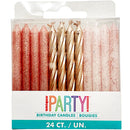 UNIQUE - GLITTER AND ROSE GOLD SPIRAL CANDLES 24CT