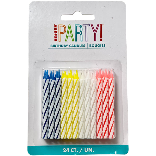 UNIQUE - SPIRAL CANDLES MULTICOLOUR 24CT