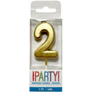 UNIQUE - MINI GOLD PICK BIRTHDAY CANDLE 2 6CT