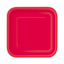 UNIQUE - 9in RUBY RED SQUARE PAPER PLATES EA