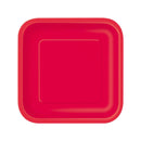 UNIQUE - 7in RUBY RED SQUARE PAPER PLATES 12PK EA
