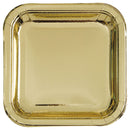 UNIQUE - GOLD 9IN SQUARE PLATE 8CT