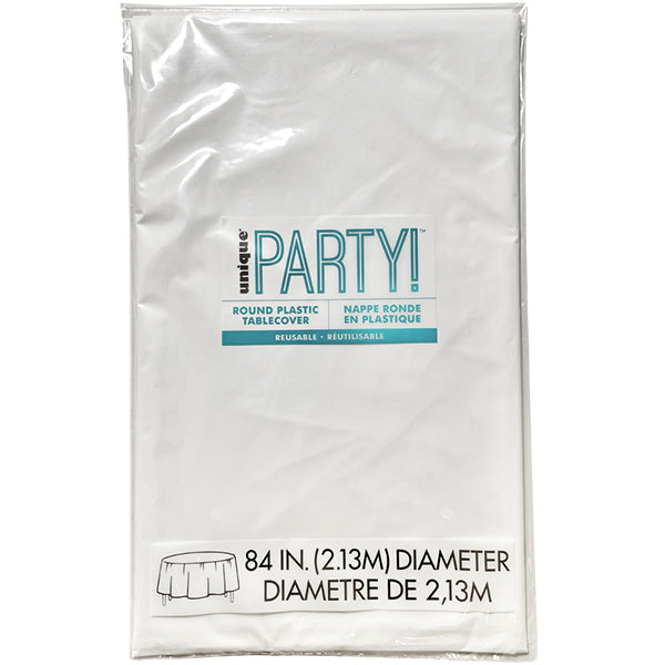 UNIQUE - WHITE ROUND TABLE COVER 84IN EA
