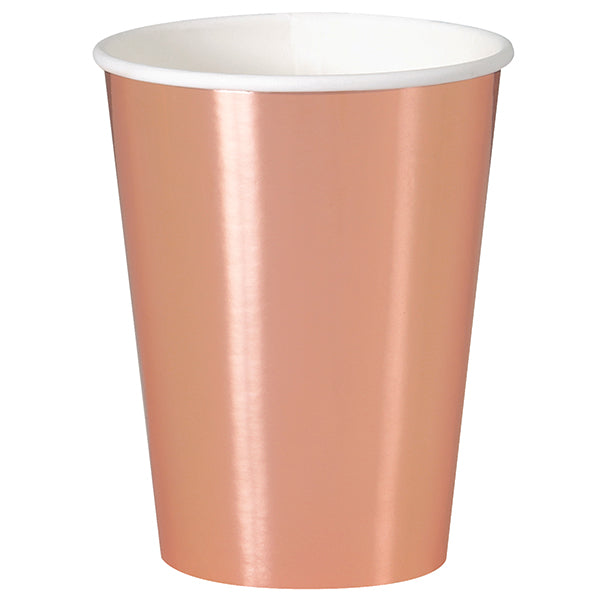 UNIQUE - ROSE GOLD FOIL CUP 12 OZ 8 CT