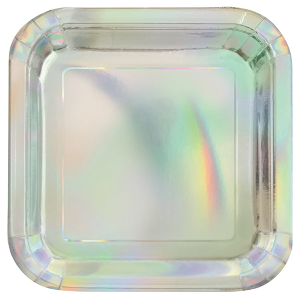 UNIQUE - IRIDESCENT FOIL SQUARE PLATE 7IN 8 CT