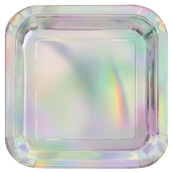 UNIQUE - IRIDESCENT FOIL SQUARE PLATE 9IN 8 CT