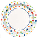 UNIQUE - RAINBOW POLKA DOTS 7IN PLATES 8 EA