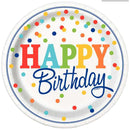 UNIQUE - RAINBOW POLKA DOTS 9IN PLATES 8EA