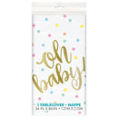 UNIQUE - GOLD BABY SHOWER PLASTIC TABLECOVER EA