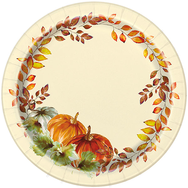 UNIQUE - WATERCOLOR FALL PUMPKIN 7" PLATES (8) EA