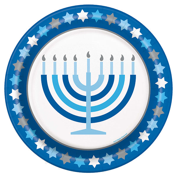 UNIQUE - 9"  HANUKKAH PLATES 8CT