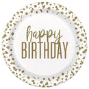 UNIQUE - GOLD CONFETTI BIRTHDAY PLATE 9" EA
