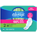 ALWAYS - MAXI ULTRA THIN SIZE 2 LONG SUPER W/FLEXI WINGS PAD 20CT
