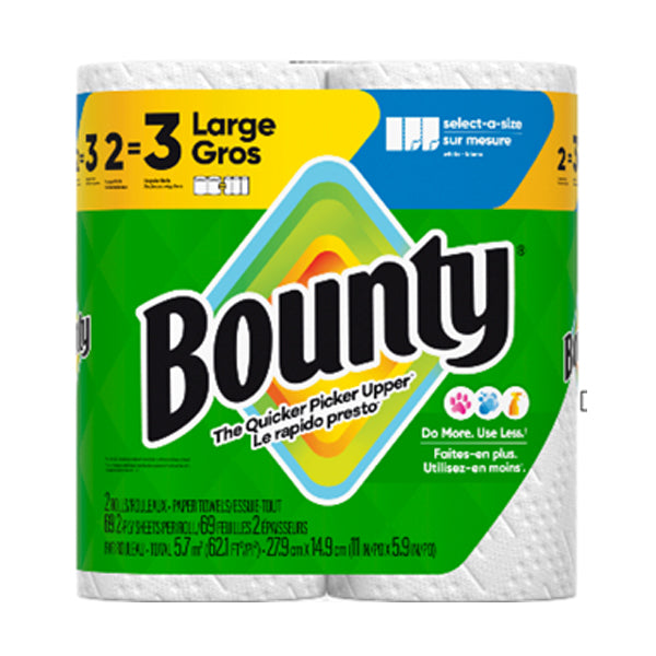 BOUNTY - SELECT A SIZE PAPER TOWEL 2=3ROLLS 2PK