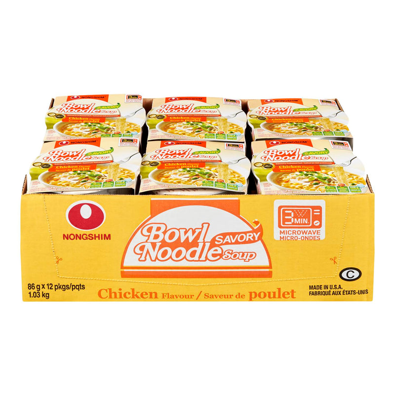 NONGSHIM - BOWL NOODLE SOUP CHICKEN (MILD) 12x86GR