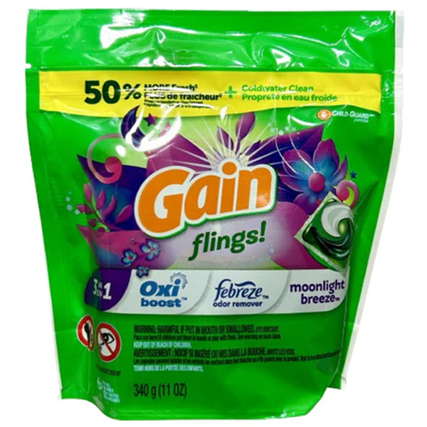 GAIN - FLINGS MOONLIGHT BREEZE DETERGENT PACS 16CT