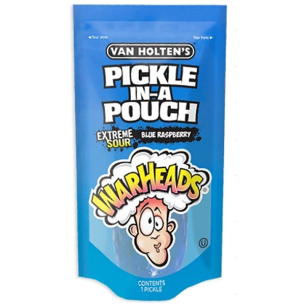 VAN HOLTENS - JUMBO WARHEADS BLUE RASPBERRY POUCHED PICKLE 12x5 OZ