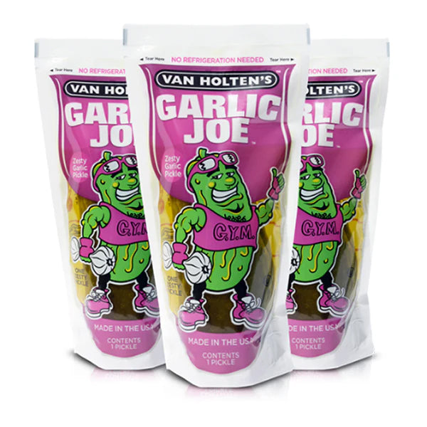 VAN HOLTENS - GARLIC JOE KOSHER CHARACTER POUCHED PICKLE 12x28 GR