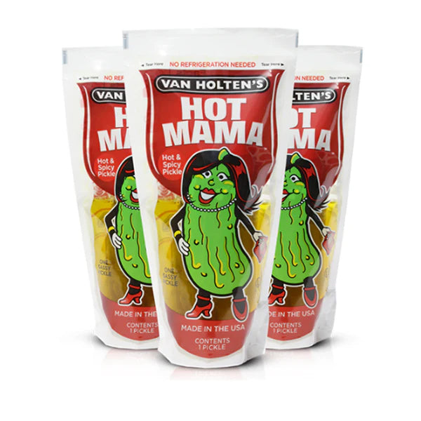 VAN HOLTEN'S - HOT MAMA JUMBO PICKLES IN POUCH 12x28 GR