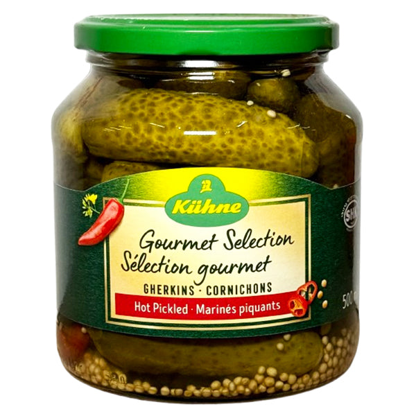 KUHNE - GOURMET SELECTION HOT GHERKINS 500 ML