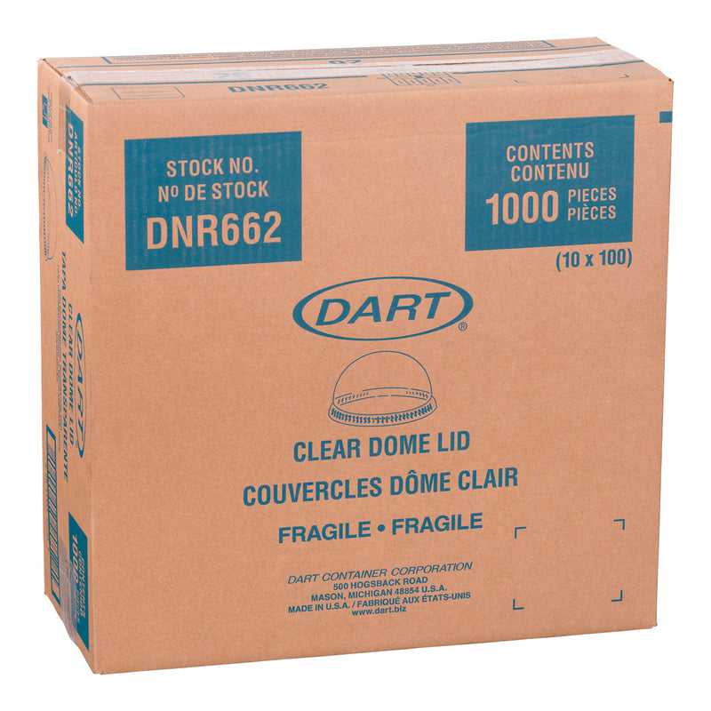 DART - CLEAR DOMED LID NO HOLD FITS 12OZ 10x100 EA
