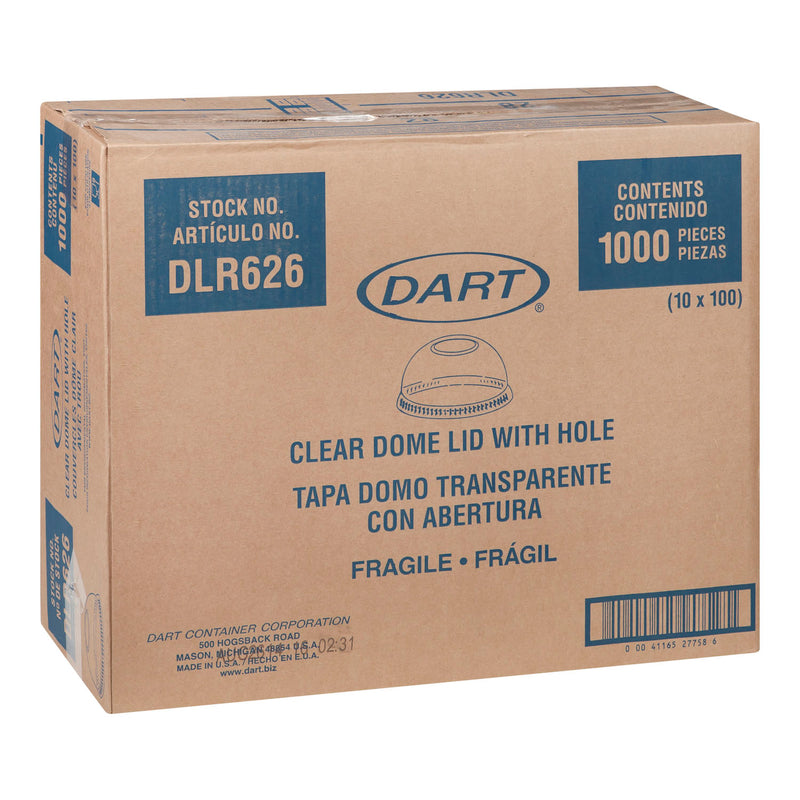 DART - 16/24OZ CLEAR DOME LID  W/ HOLE 10x100 EA