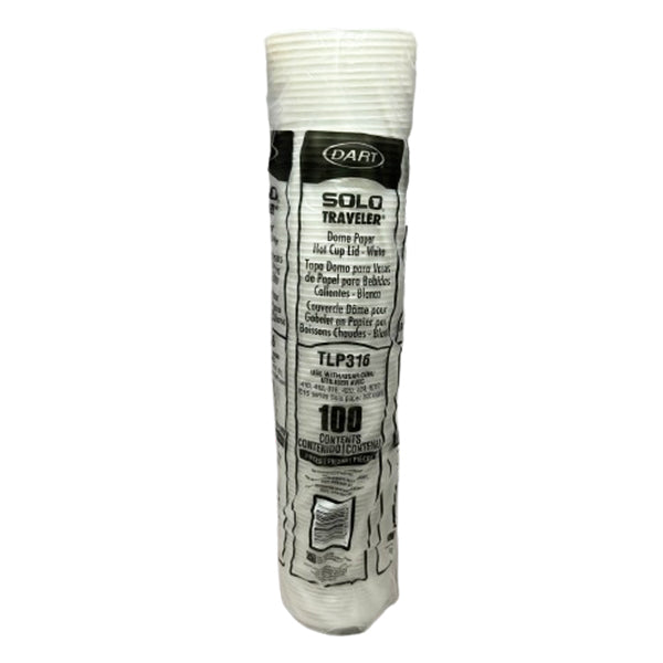 SOLO - TRV WHITE DOME LID 10-20oz 100EA