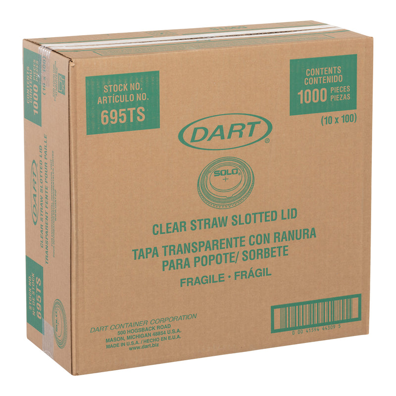 DART - 695TS TRANS STRAW XSLOT LID 14OZ 10x100EA