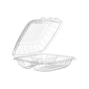 DART - 9IN CLEAR  3-COMP PP PLASTIC HINGED CONTAINER 2x75 CT