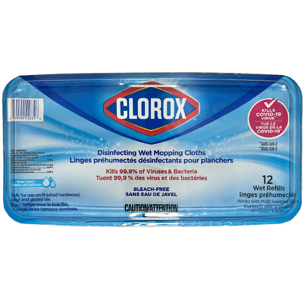 CLOROX - WET MOPPING DISINFECTING CLOTHS RAIN CLEAN 12CT