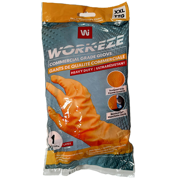 WORKEZE - ORANGE 28 MIL LATEX GLOVE XXLARGE 1PAIR