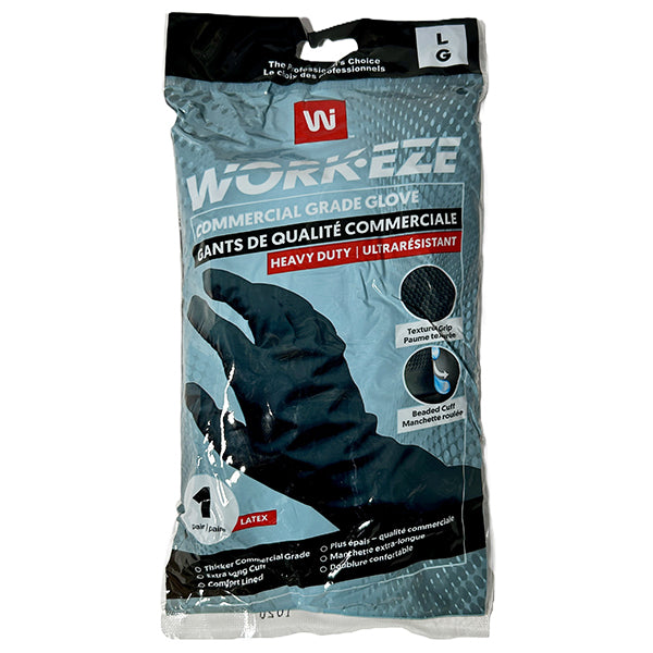 WORKEZE - BLACK 28 MIL LATEX GLOVE LARGE 1PAIR