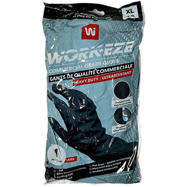 WORKEZE - BLACK 28 MIL LATEX GLOVE XLARGE 1PAIR