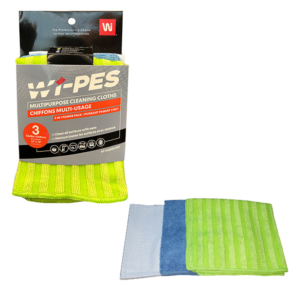 WIPECO - MULTIPURPOSE MICROFIBER 3PC CLEANING KIT 1EA