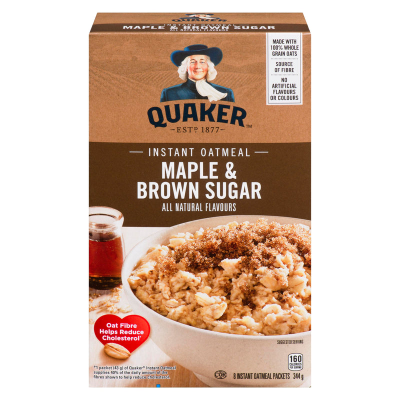 QUAKER - OATMEAL MAPLE &  BROWN SUGAR INSTANT 344GR